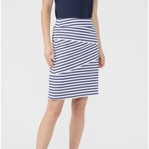 J. McLaughlin Nicola Skirt Striped Blue White‎ Catalina Cloth Tiered Women XL